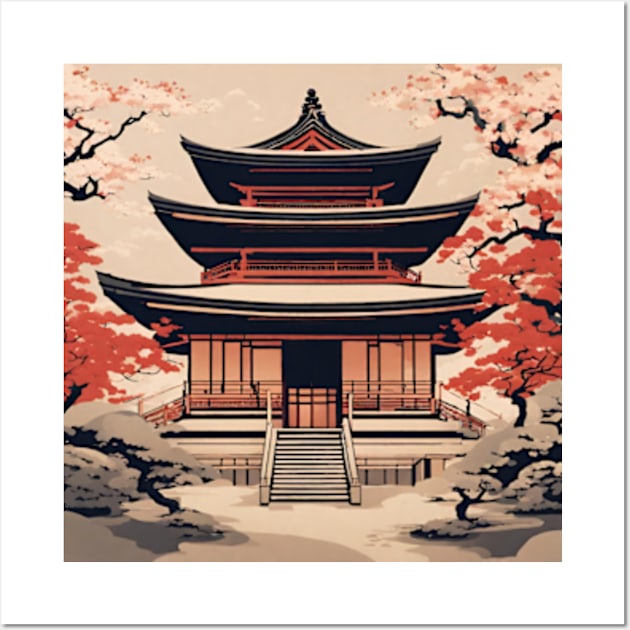 aesthetic Japanese temple art Wall Art by cloudviewv2